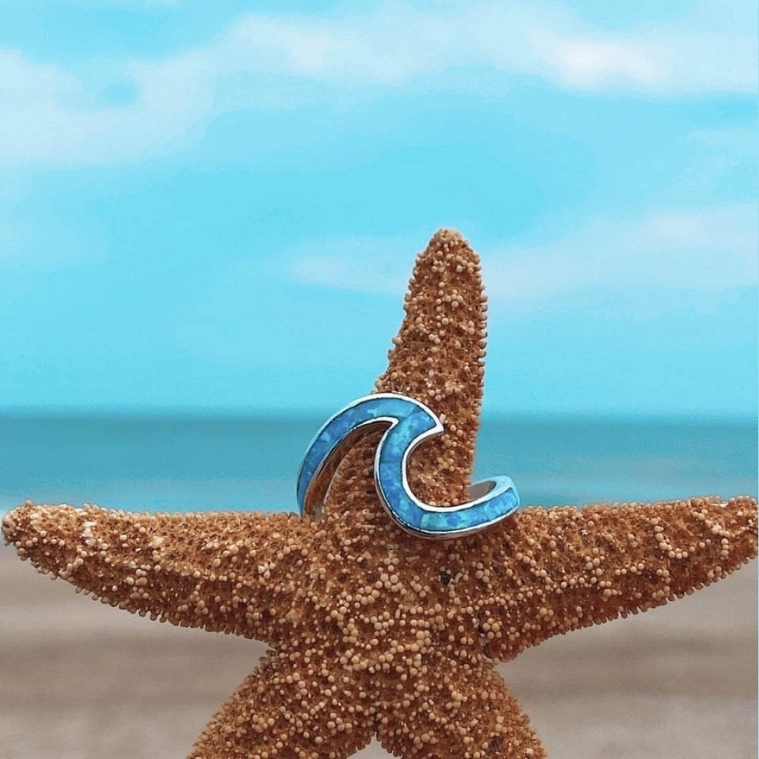 Pierścionek Sea Wave z opalem i srebrem