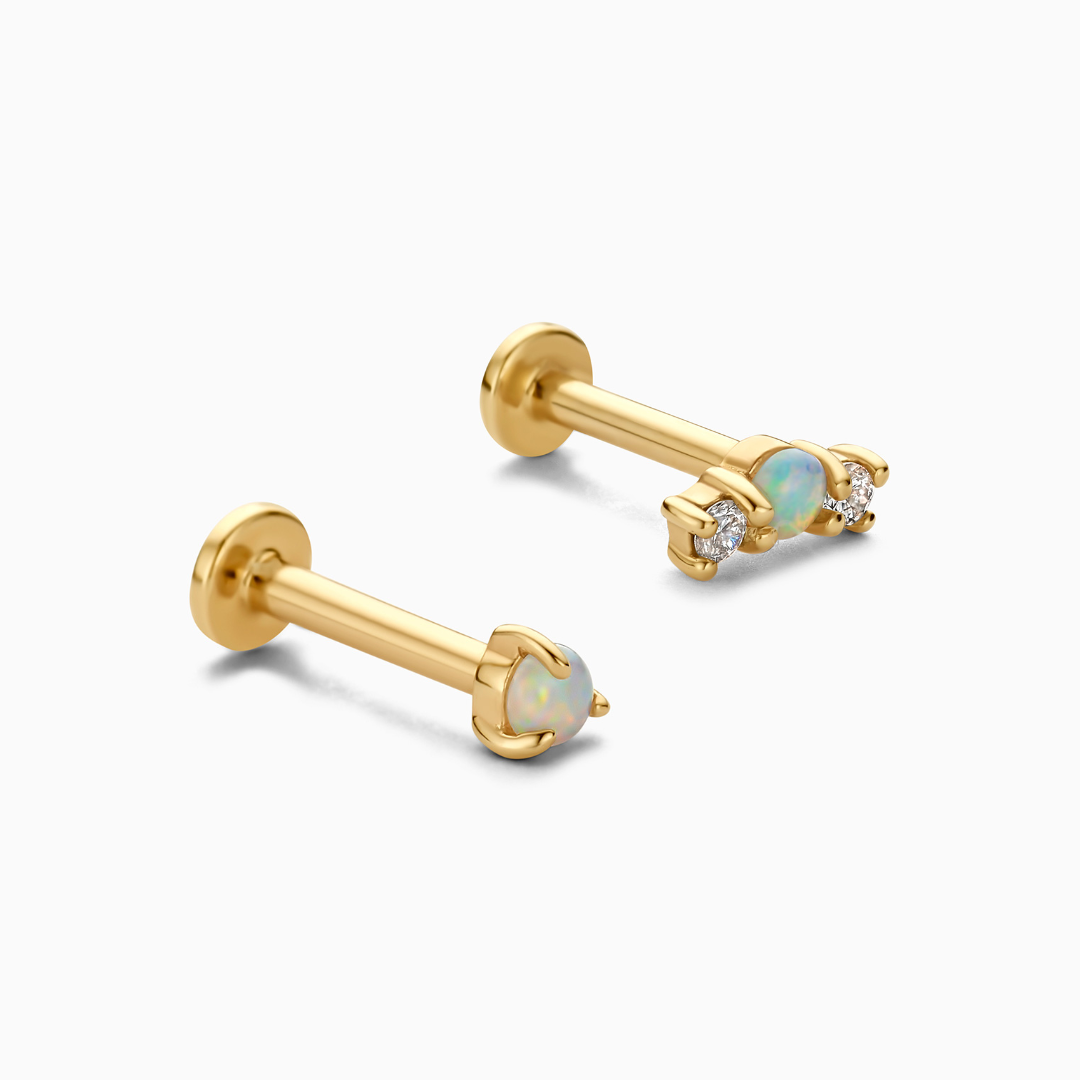 Zestaw do piercingu z opalem i diamentem