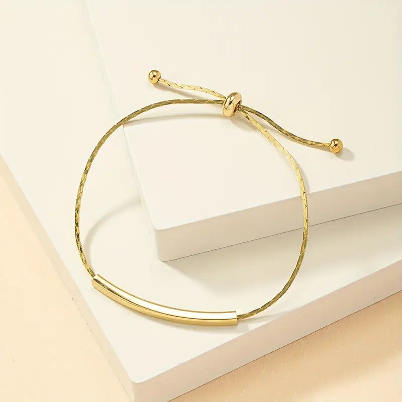 Elegancka Regulowana Bransoletka Pozłacana 14K – Minimalistyczna Klasyka