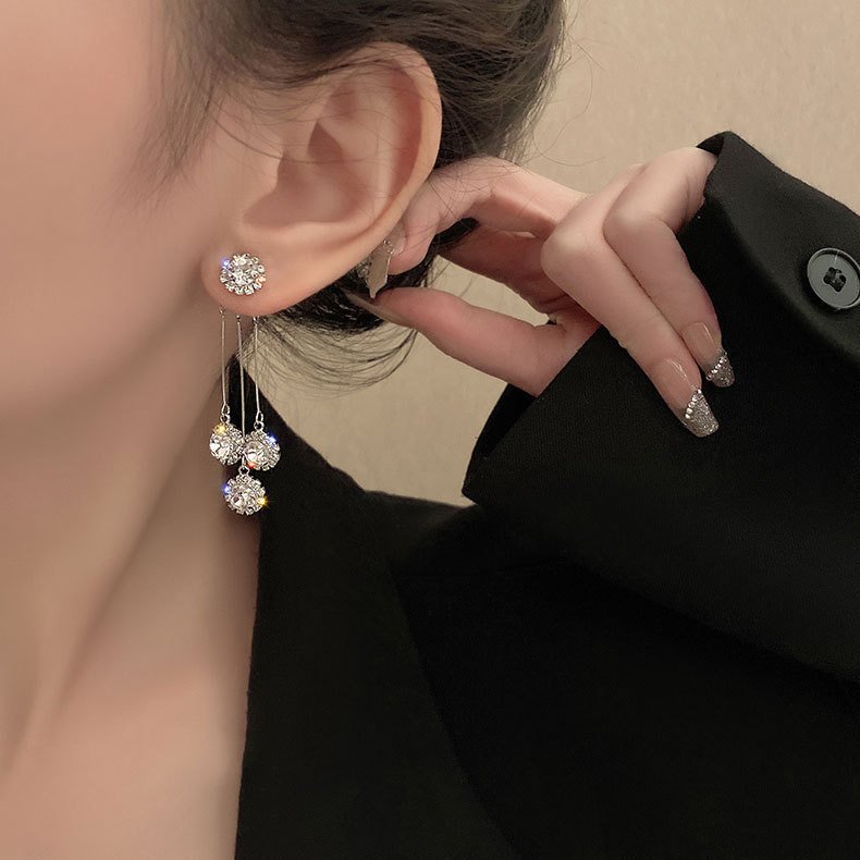 Złote kolczyki z cyrkoniami Trójca