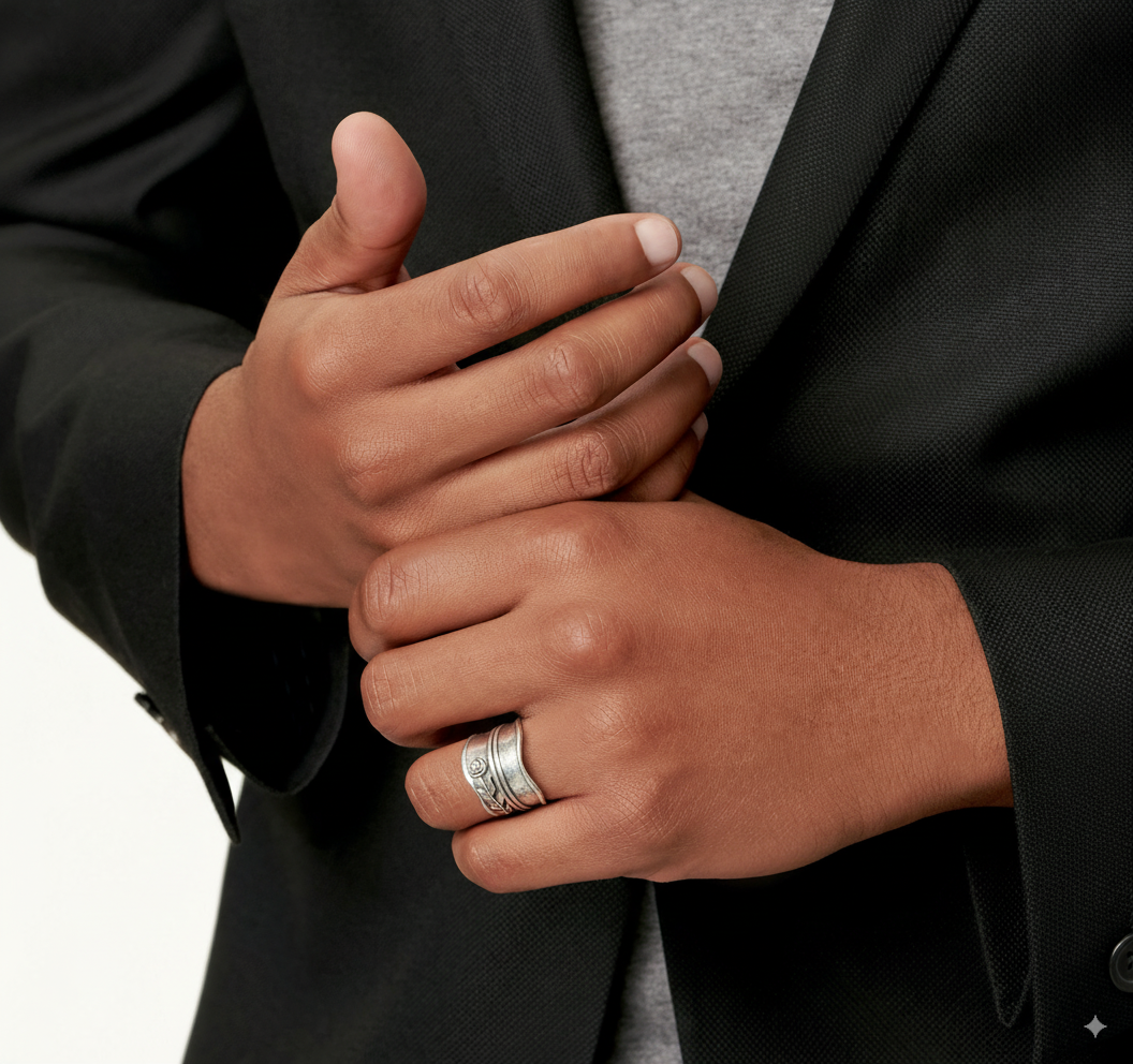 Srebrny pierścionek z kwiatem w stylu vintage