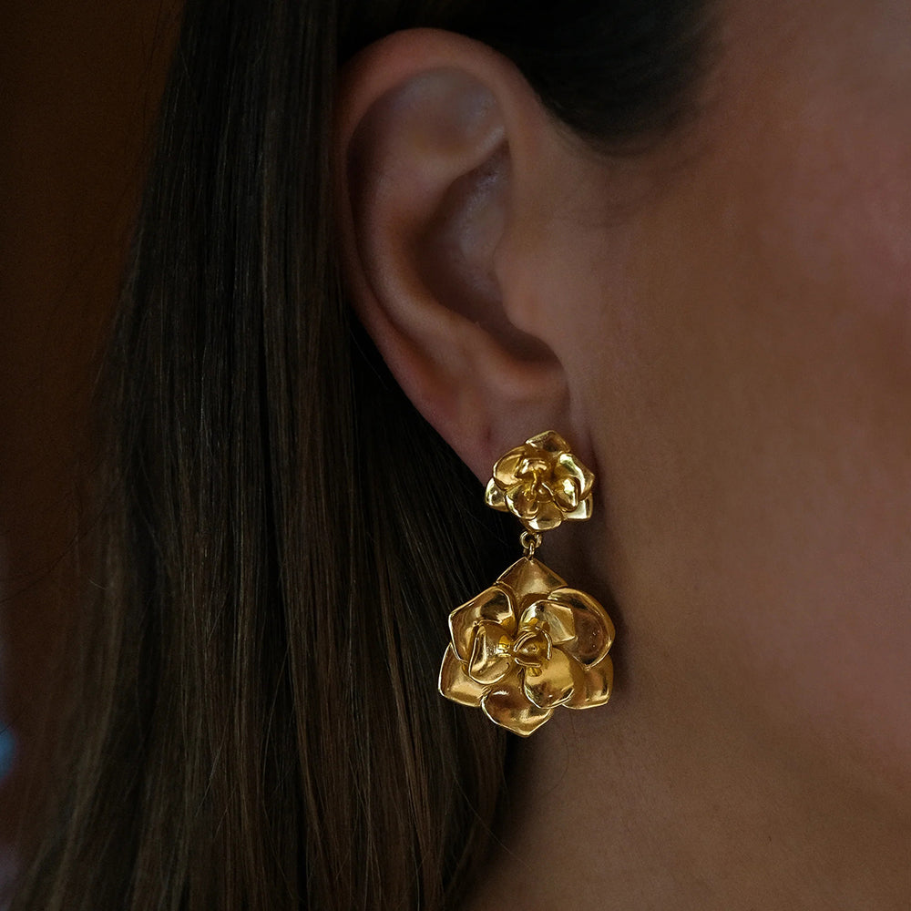Złote kolczyki kwiatowe 18k eleganckie Thelma