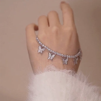 Bransoletka tenisowa z motylem Camelia