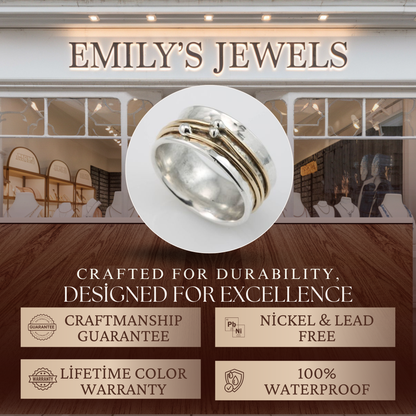 Elena - Wintageowy Srebrny Pierścionek z Złotym Połyskiem