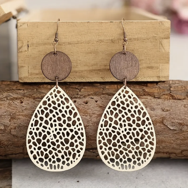 Wintageowe Wiszące Kolczyki ze Skóry