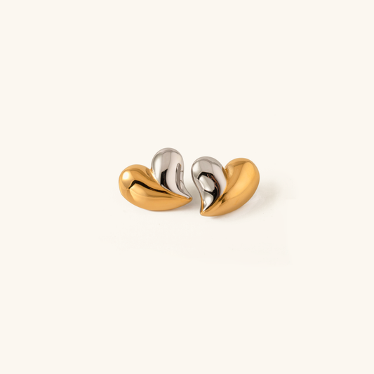 Kolczyki serca dwukolorowe eleganckie 18k