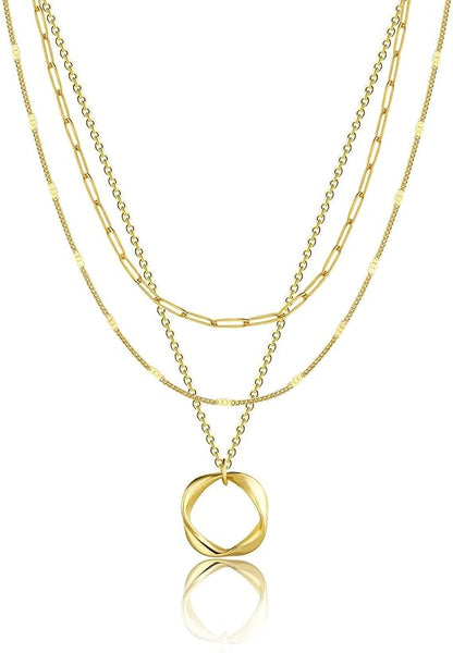 Carmen - Wintageowy Naszyjnik z Łańcuszkiem i Wisiorkiem z Złotym Połyskiem