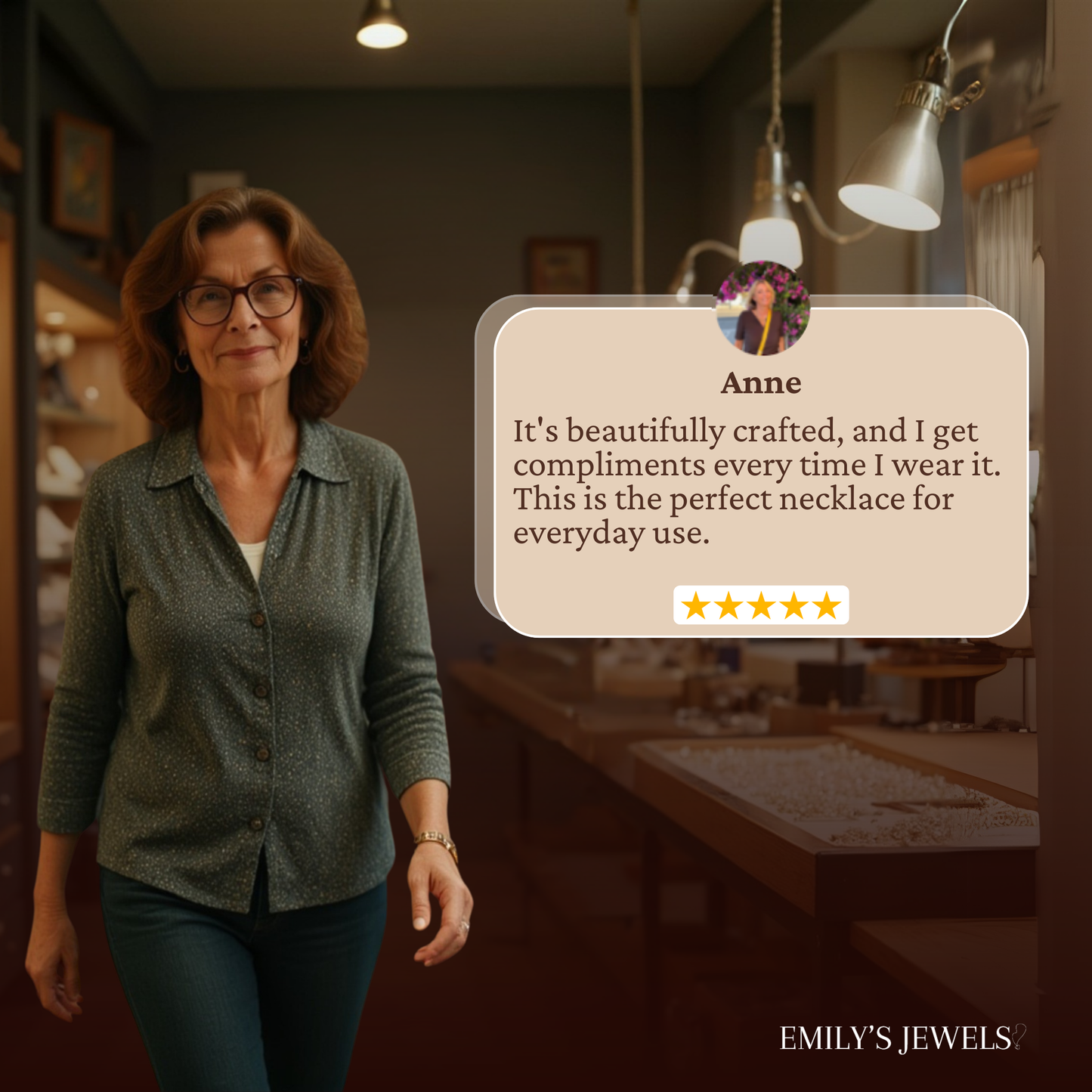 Carmen - Wintageowy Naszyjnik z Łańcuszkiem i Wisiorkiem z Złotym Połyskiem