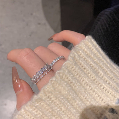 Bliźniacze pierścionki Wodospad z cyrkoniami