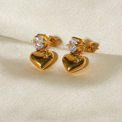 Złote kolczyki serca 18k eleganckie Emmeline