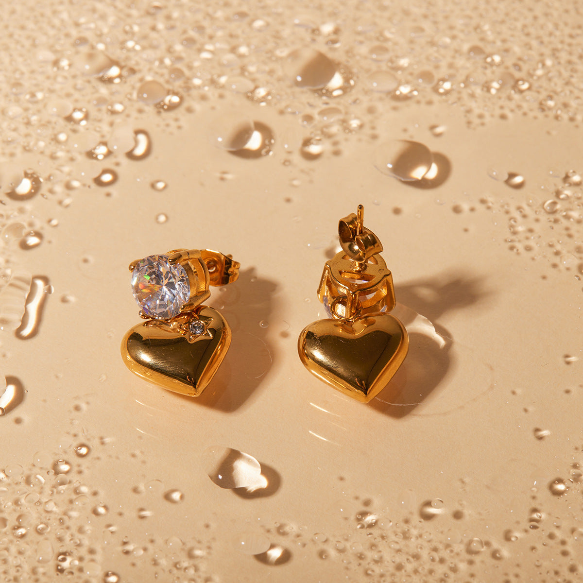 Złote kolczyki serca 18k eleganckie Emmeline