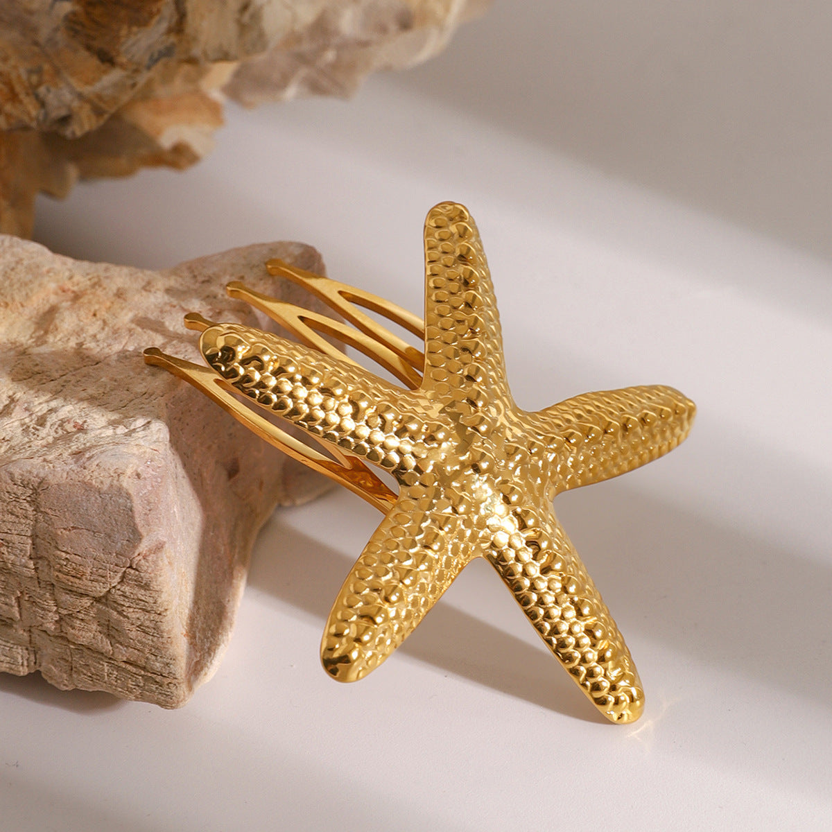 Złoty grzebień do włosów Dewdrop Starfish