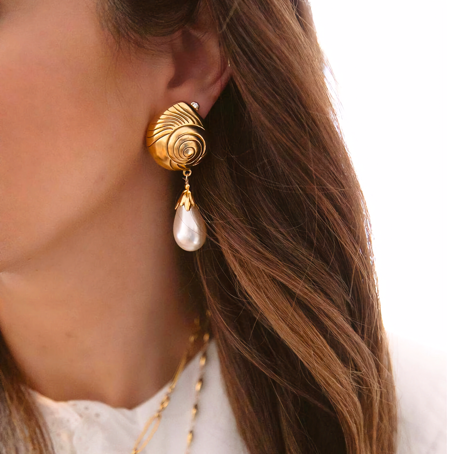 Kolczyki z perłą złote 18k eleganckie Eleonora