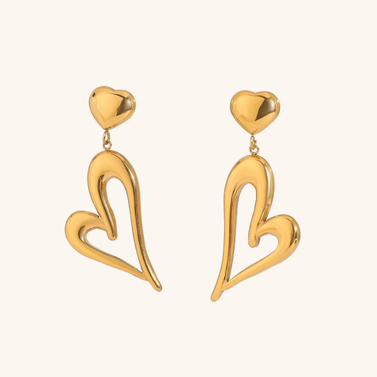 Złote kolczyki serca 18k eleganckie Venus