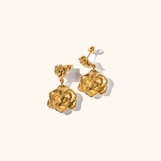 Złote kolczyki kwiatowe 18k eleganckie Thelma