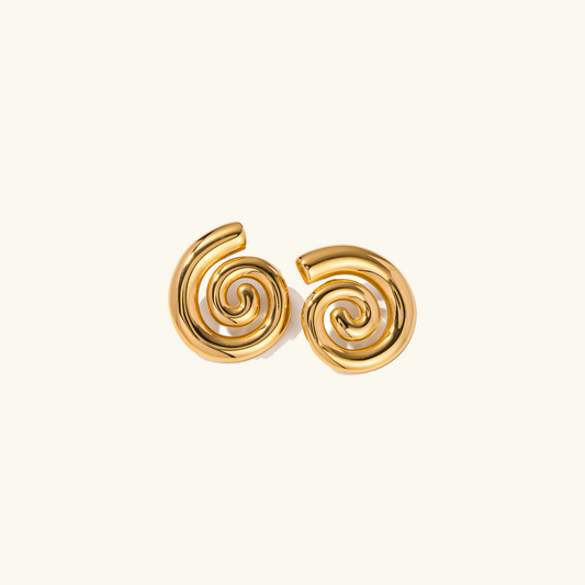 Złote kolczyki spirale Malibu
