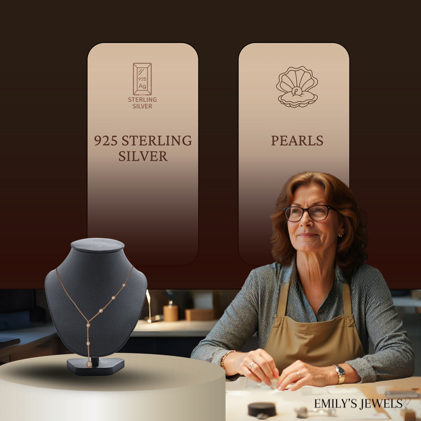 Valeria - Wintageowy Naszyjnik z Wisiorkiem i Perłami