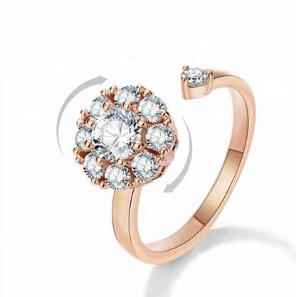 Pierścionek obrotowy antystresowy z cyrkoniami