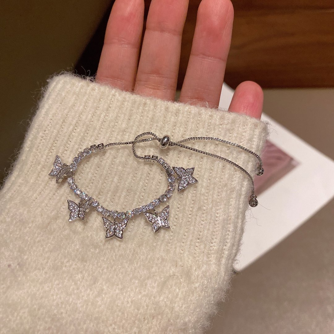 Bransoletka tenisowa z motylem Camelia