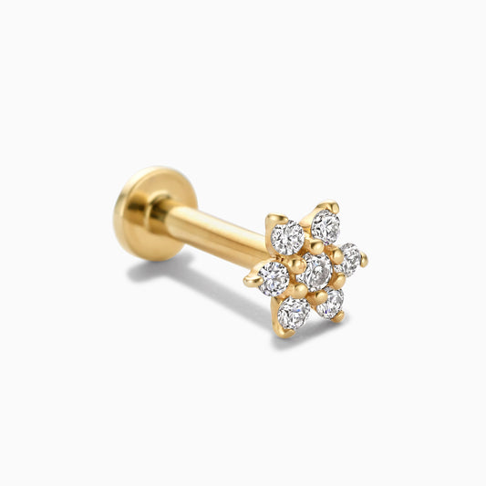 Piercing z diamentowym kwiatem