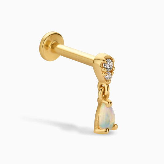 Piercing z opalem i diamentem
